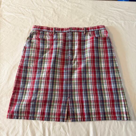 Eddie Bauer Dresses & Skirts - Vtg Y2K 2000s Red Plaid Mini Skirt Plus Size 18 Preppy Academia